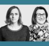 zwei Porträts in S/W auf grauem Hintergrund, dunkelgrün umrahmt, zwei Frauen, s sind Isabel Klempa, Copywriter bei PINK CARROTS Communications, und Vanessa Schneider, Executive Client Service Director und Mitglied der Geschäftsleitung von Pink Carrots