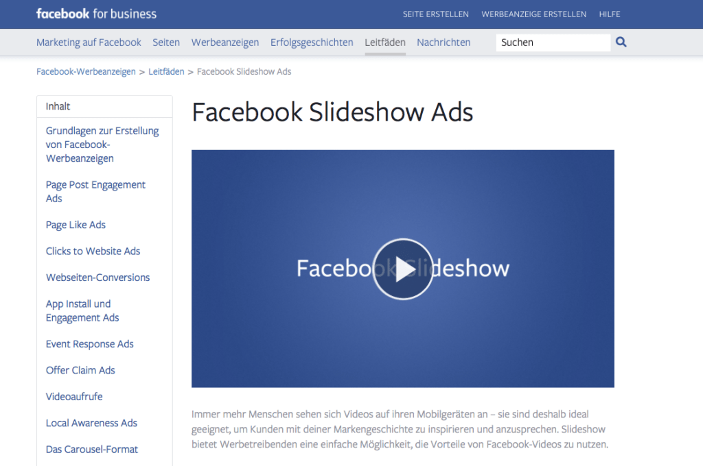 Neu bei Facebook: Video Slideshows. 