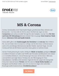 Sondernewsletter Trotz MS zu Corona